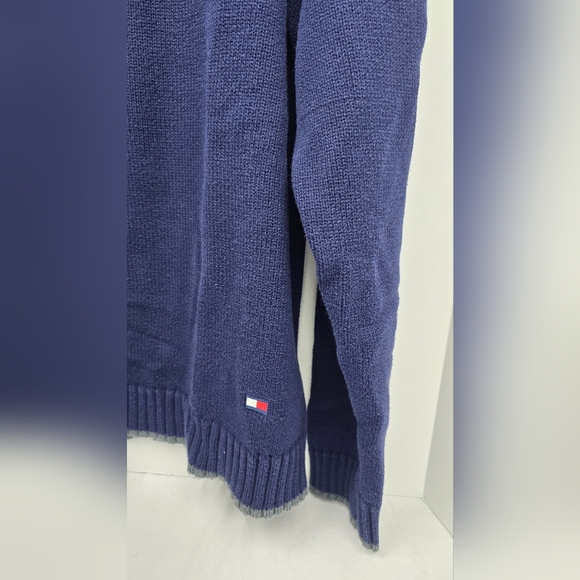 VINTAGE Tommy Hilfiger Sweater Men Extra Large Pullover Blue Knit Grandpa Preppy - Picture 3 of 10